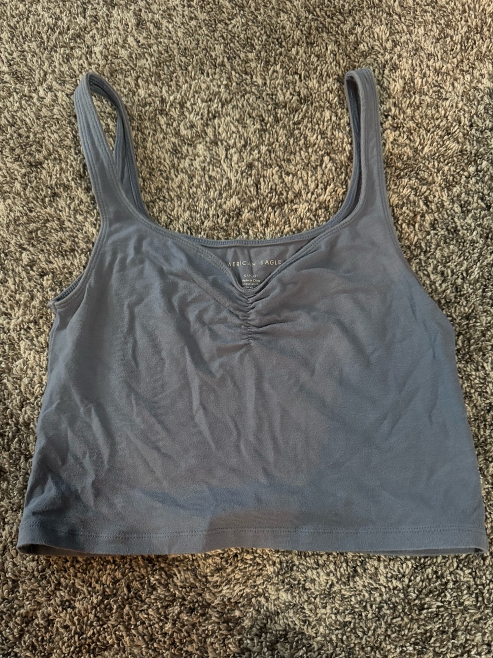 American Eagle Blue Cropped Scoop Tank